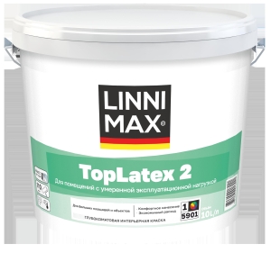Краска интерьерная моющаяся LINNIMAX TopLatex 2 белая 10 л Краска интерьерная моющаяся LINNIMAX TopLatex 2 белая 10 л