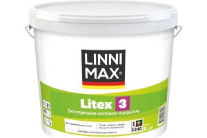Краска интерьерная моющаяся LINNIMAX Litex 3 белая 9 л Краска интерьерная моющаяся LINNIMAX Litex 3 белая 9 л