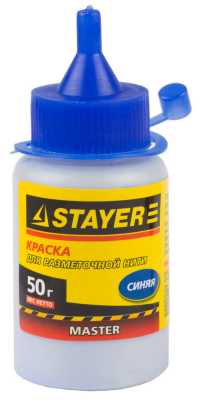 Краска STAYER для разметочных шнуров, синяя, 50г (300/10/10) Краска STAYER для разметочных шнуров, синяя, 50г (300/10/10)