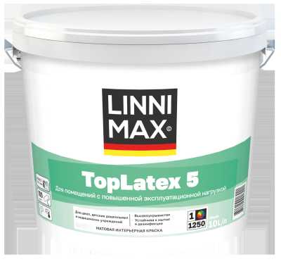 Краска интерьерная моющаяся LINNIMAX TopLatex 5 белая 10 л
