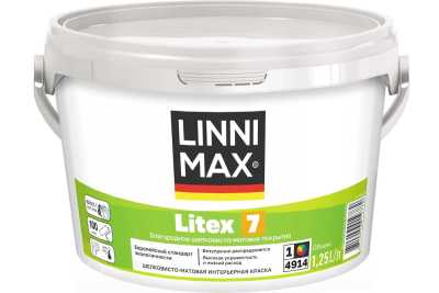 Краска интерьерная моющаяся LINNIMAX Litex 7 белая 1,25 л